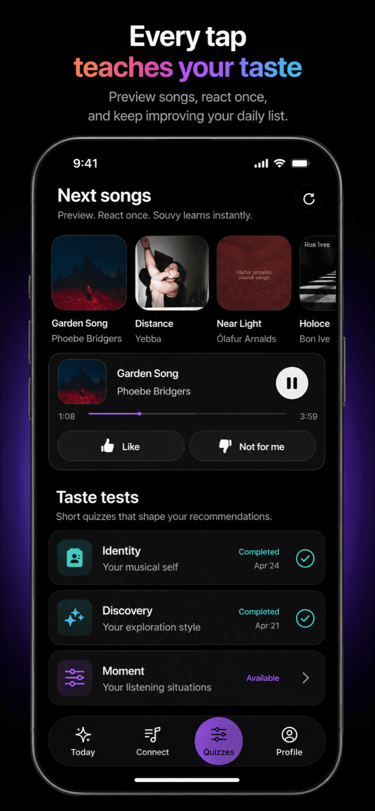 Souvy music discovery screen